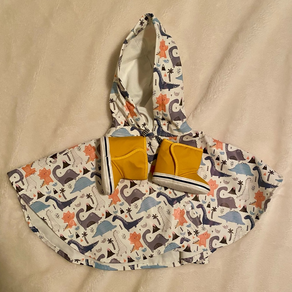 Adorable Dino Rain Poncho and Boots by Freddi & Eddie